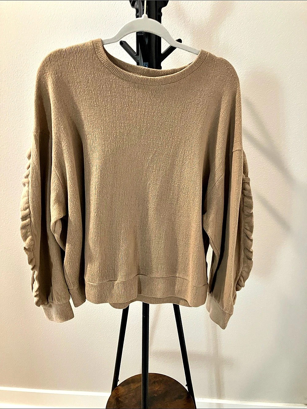 A New Day Textured Crewneck Sweater in Brown XL